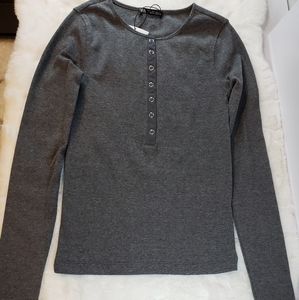 Zara Half Snap Front Waffle Tee